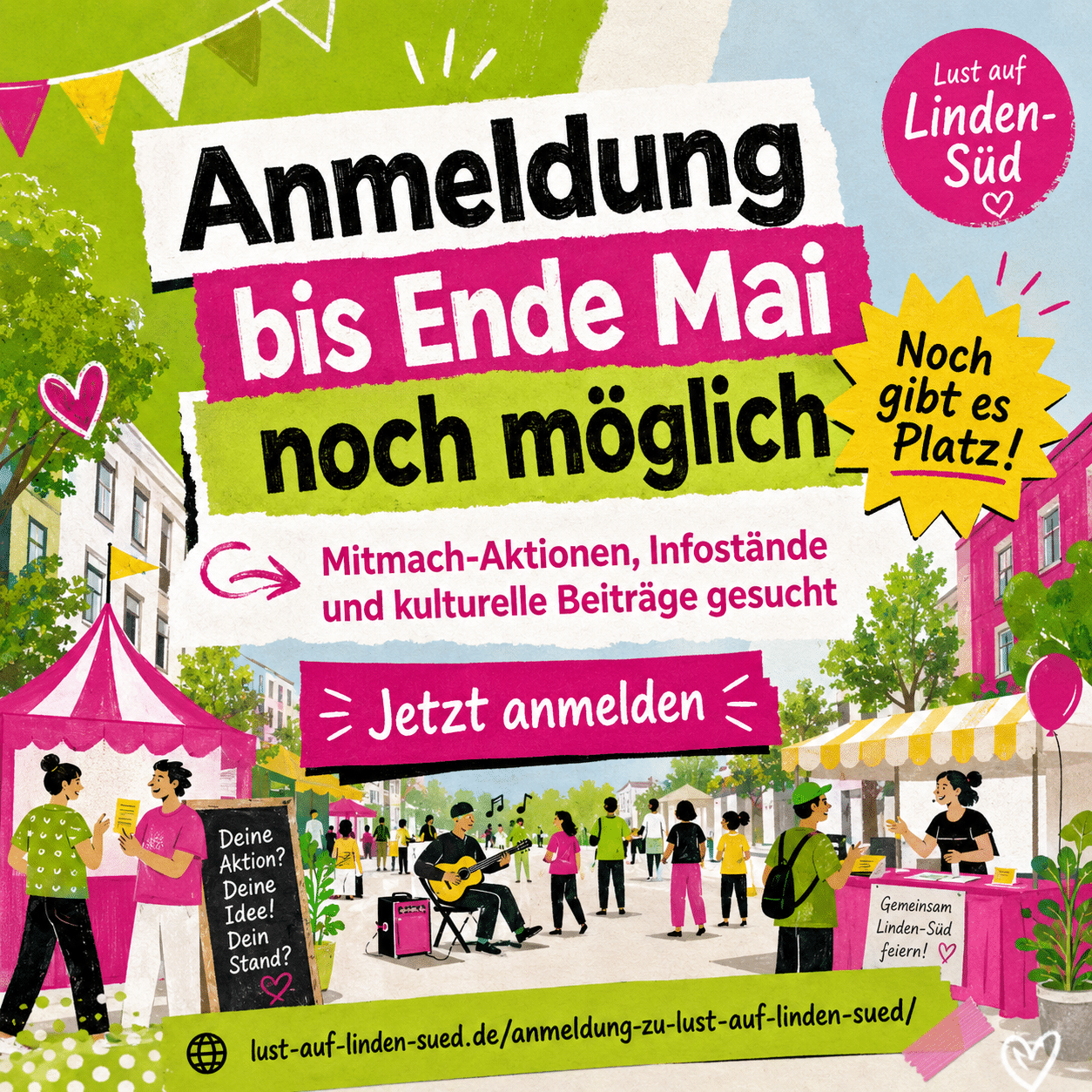 anmeldung-strassenfest-bis-ende-mai-26 Anmeldung für das Straßenfest „Lust auf Linden-Süd“ bis Ende Mai mit Mitmach-Aktionen, Infoständen und Kulturbeiträgen.